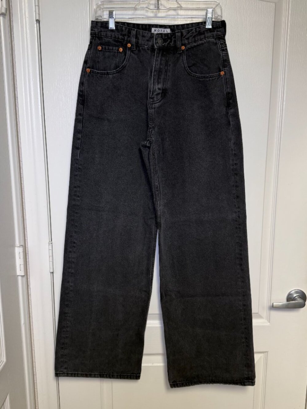Motel Denim Black Wash High Waist Wide Leg Jeans Size M 90s Y2K Style